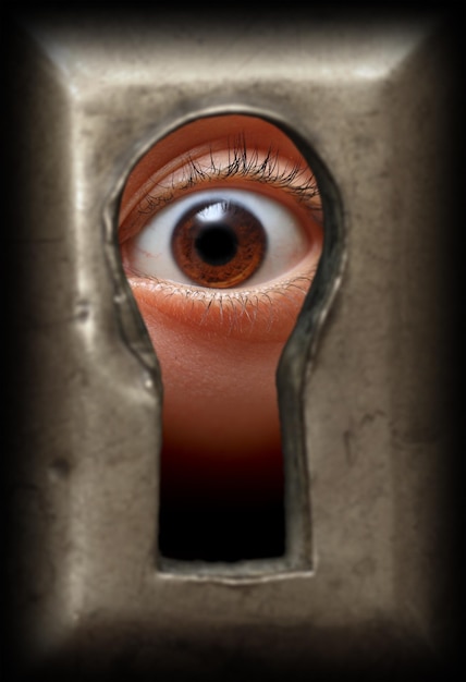 Foto ojo en el ojo de la cerradura