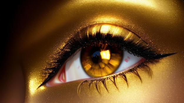 Foto un ojo de oro con la palabra oro en él