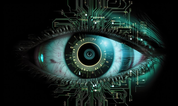 Ojo con patrón digital Escaneo para identificación de personalidad Creación usando herramientas generativas de IA