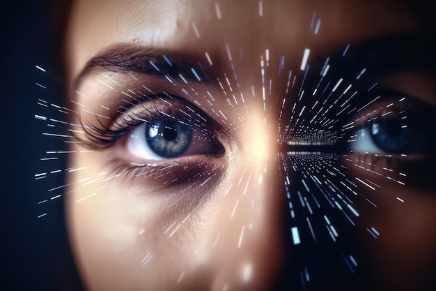 El ojo de la persona llena el marco Superposición generada por computadora IA generativa