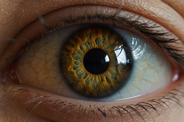 un ojo de persona con un ojo amarillo y verde