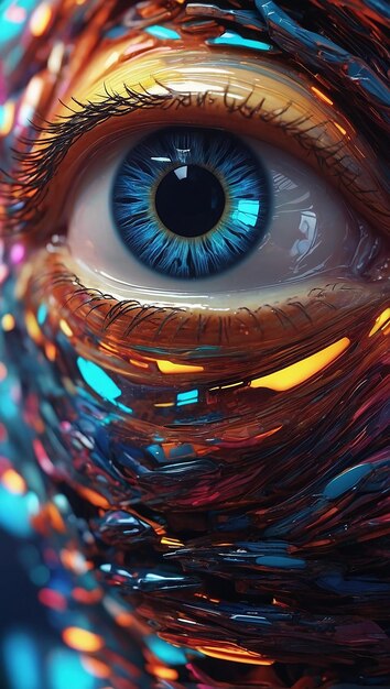 Un ojo de una persona con un patrón colorido Ai foto