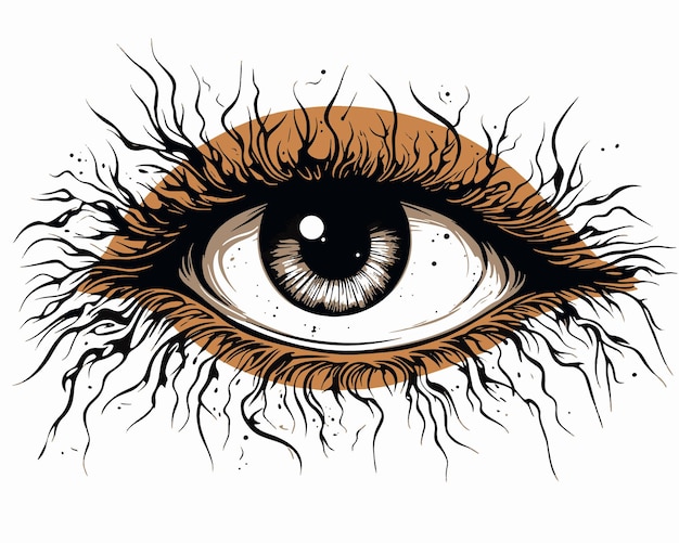Foto ojo pupila cabello lana raíces ramas tatuaje símbolo