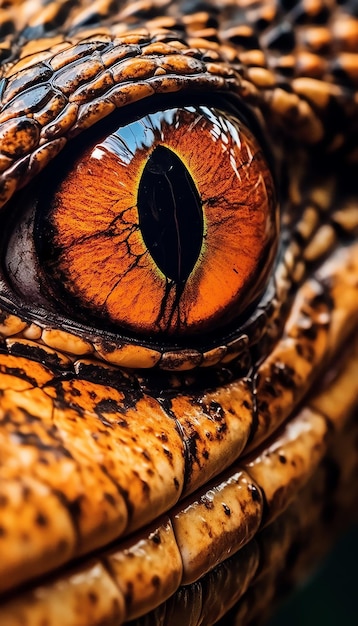 Un ojo de reptil naranja Un ojo de reptil naranja