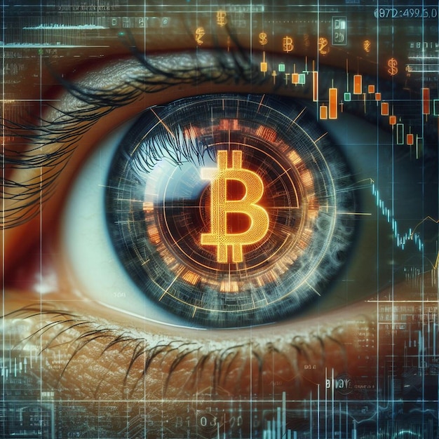 un ojo con un símbolo de bitcoin