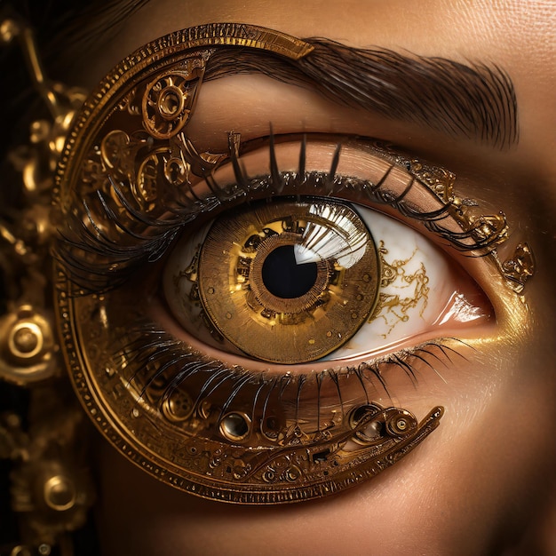 ojo steampunk realista de alto octanaje afilado centro de enfoque ornamental