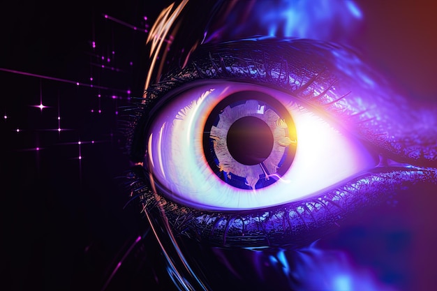 Ojo con la tecnología para la seguridad de datos personales de escaneo biométrico y retinal futurista VR