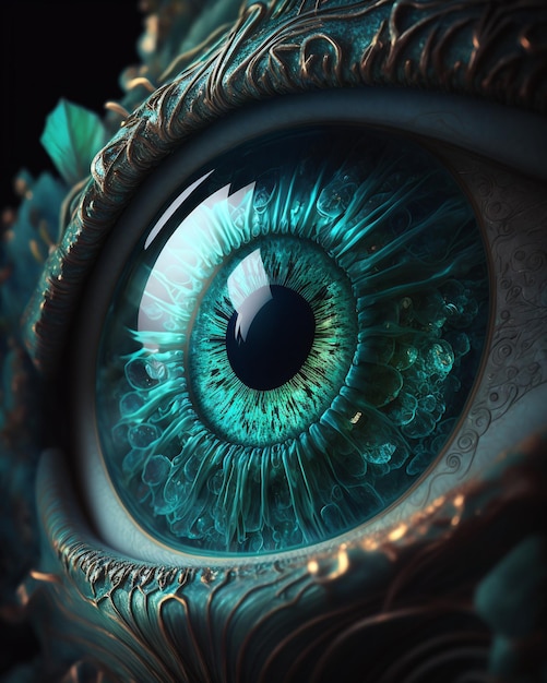 Un ojo verde con un ojo azul y un ojo verde.