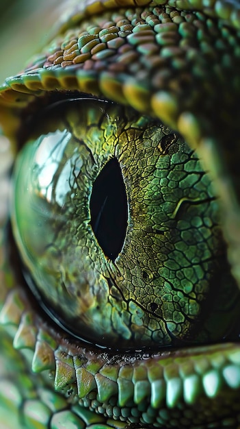 Ojo verde con patrón de lagarto