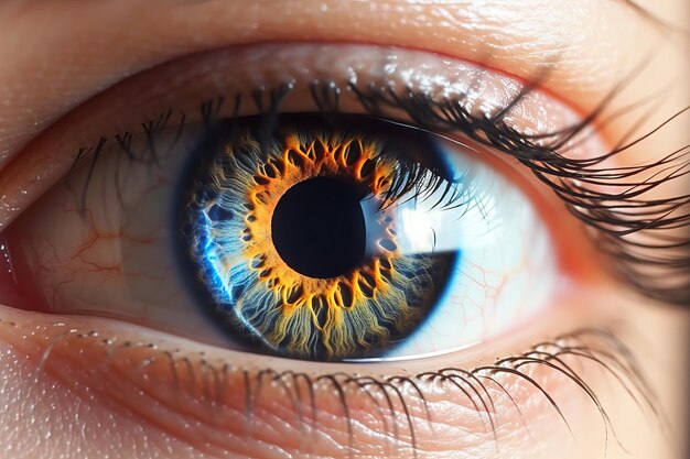 Ojos azules cansados Un primer plano de una mujer cansada IA generativa