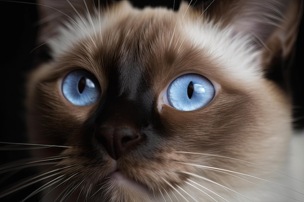 Ojos azules en un gato marrón