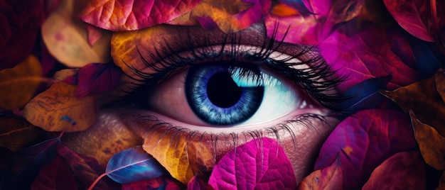 Ojos coloreados concepto de otoño IA generativa