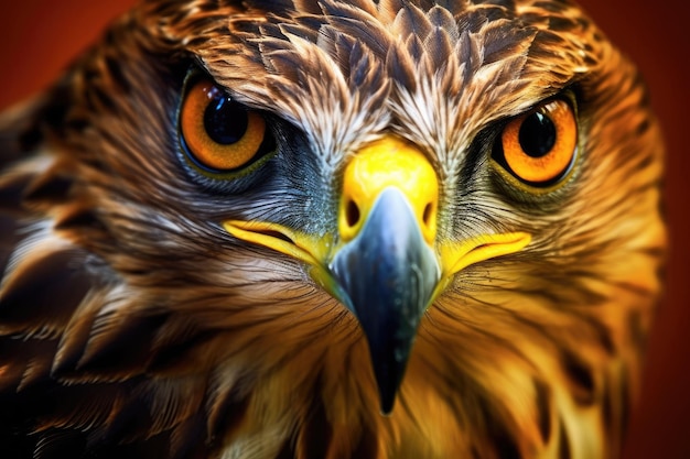 Los ojos expresivos de un pájaro majestuoso en un primer plano IA generativa