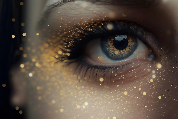 Ojos de mujer con un hermoso maquillaje brillante Red neuronal generada por IA