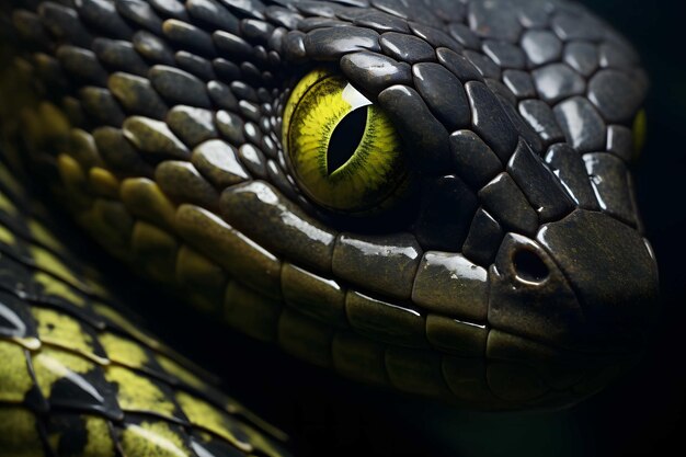 Foto los ojos de serpiente de primer plano tomaron fotografías de la naturaleza generadas por la ia