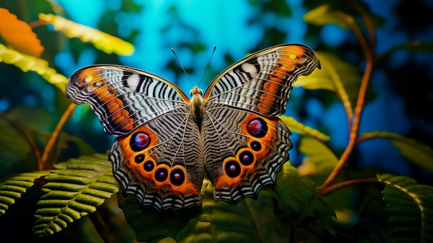 Foto los ojos de los trópicos caligo atreus mariposa con patrones de alas únicos