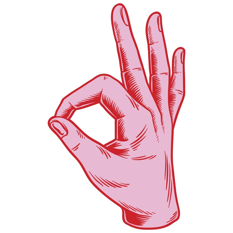 Foto ok mão rosa elemento de design da linguagem de sinais