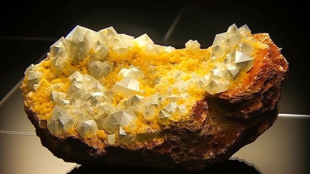 Foto okenit ist ein seltener, wertvoller natürlicher geologischer stein auf einem hintergrund mit farbverlauf in einer zurückhaltenden, isolierten kopfzeile