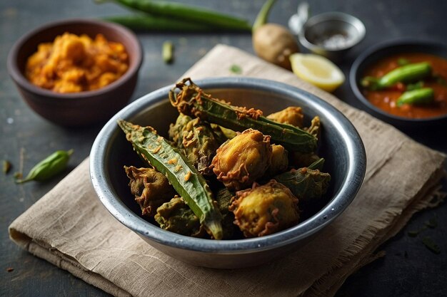 Foto okra bhindi patatas pakoras