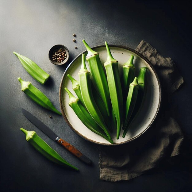 Okra fresca aislada de la especie Ai generative