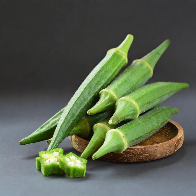 Foto okra fresca aislada sobre un fondo blanco