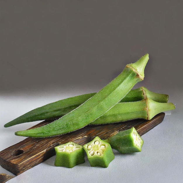 okra fresca aislada sobre un fondo blanco