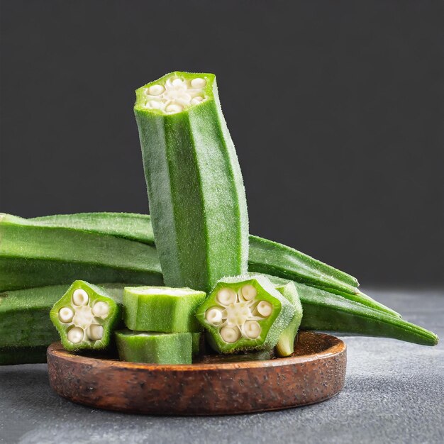 Foto okra fresca aislada sobre un fondo blanco