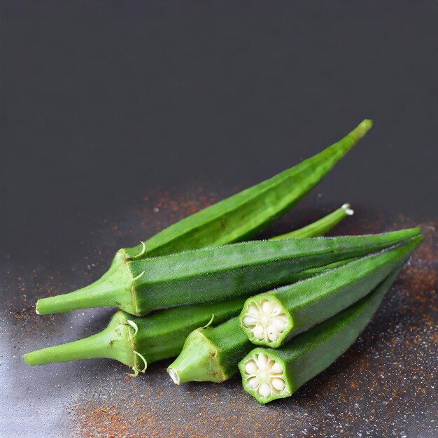 Foto okra fresca aislada sobre un fondo blanco