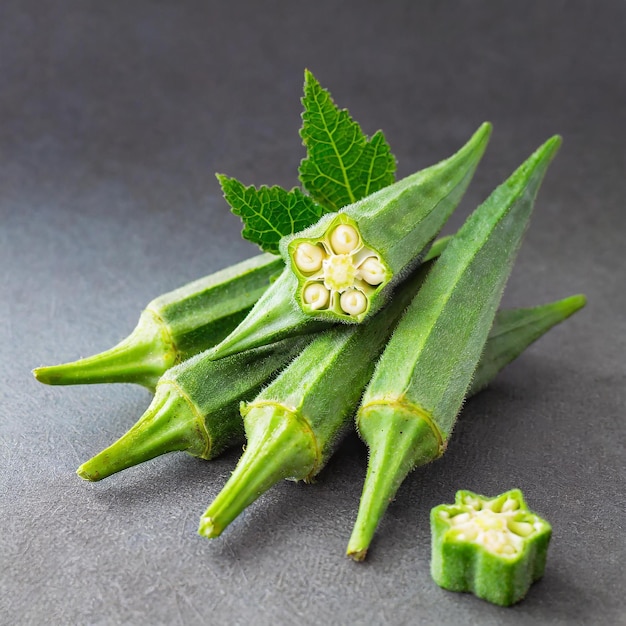 Okra fresca isolada em fundo branco