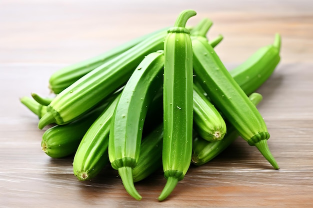 Okra en una mesa de madera