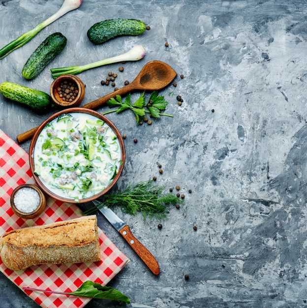 Okroshka, kalte Sommersuppe