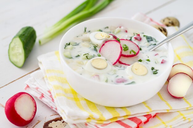 Okroshka - traditionelle kalte Sommersuppe