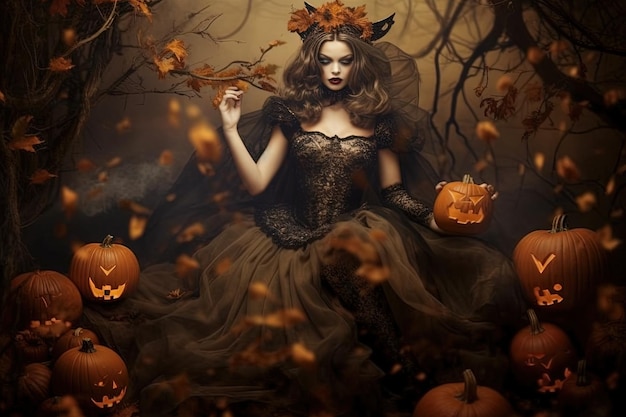 Oktober Die Luft knistert vor Magie, während der Oktober den Zauber des Herbstes verzaubert, in dem Schatten mit geflüsterten Geheimnissen tanzen. Monat des Jahres, abstrakte Illustration, generative KI