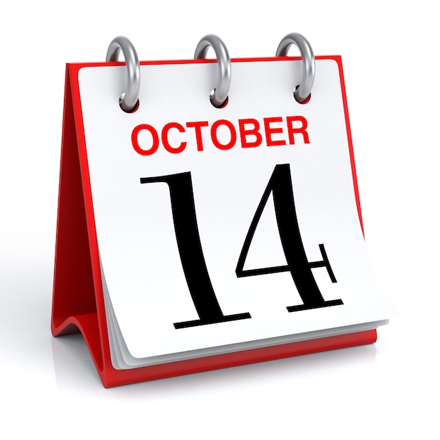 Oktober Kalender 3D-Rendering