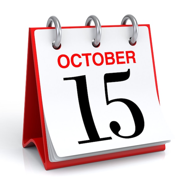 Oktober Kalender 3D-Rendering