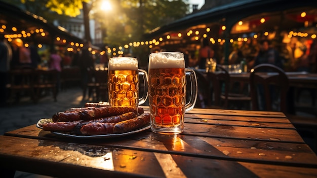 Foto oktoberfest fest bratwurst und bier