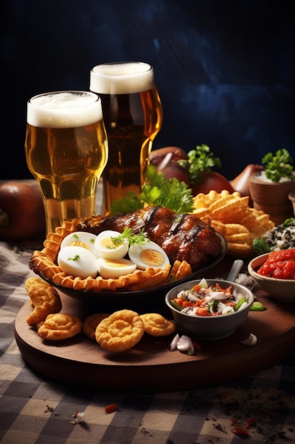 Foto oktoberfest leckere bayerische festbier-snacks