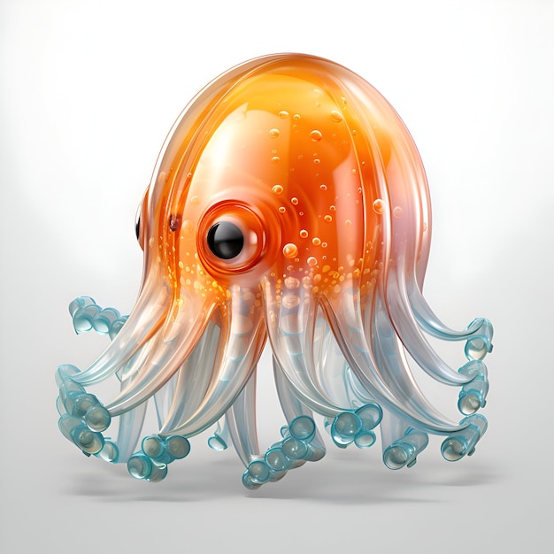 Oktopus auf weißem Hintergrund 3D-Rendering 3D-Illustration