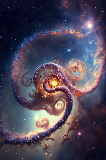 Oktopus-Galaxy-Gott, der Planeten erschafft