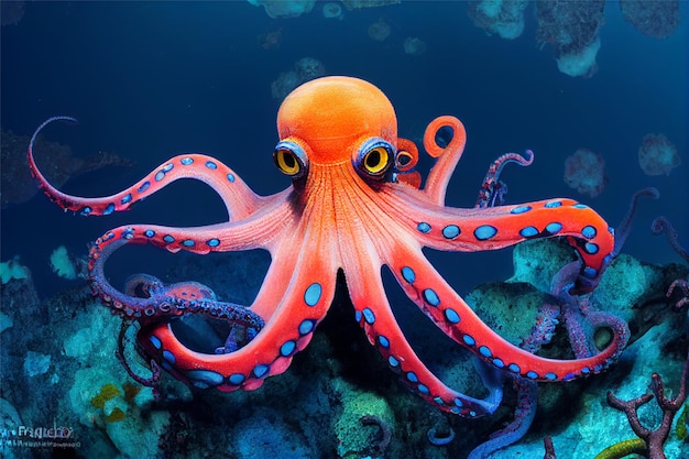 Oktopus im Meer KI generativ