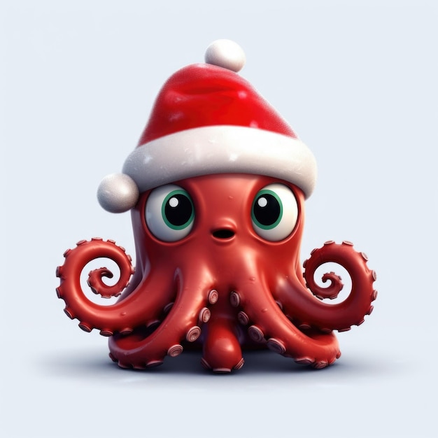 Oktopus mit Weihnachtsmannshut