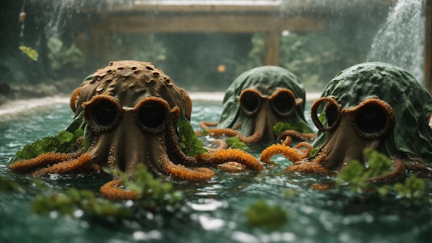 Oktopusen genießen einen Spa-Tag mit Seetangmasken