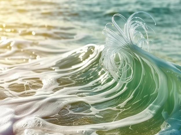 Foto una ola está en el agua con el sol detrás de ella