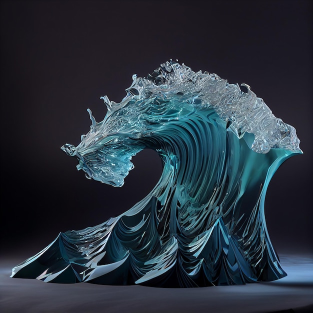 Una ola azul es hecha por un fotógrafo.