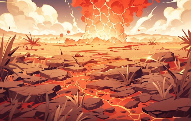 La ola de calor en 3D impacta la sequía, las temperaturas elevadas, la ira del clima cálido, ilustración en color plano