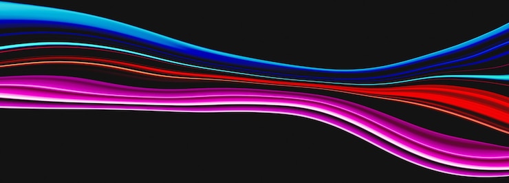 Foto ola de color en fondo negro rosa azul colores de neón fluyen amplio espacio de copia de banner de arte abstracto