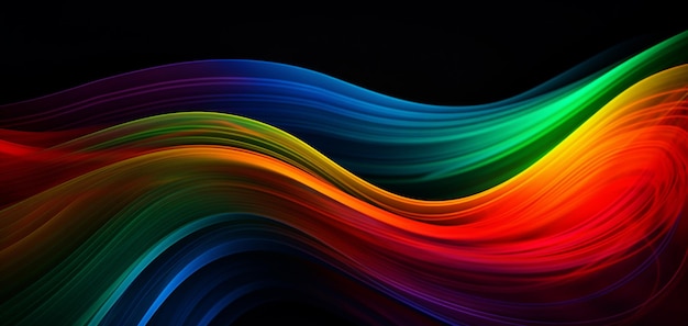 Una ola colorida sobre un fondo negro