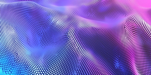 Ola digital azul y púrpura con puntos hexagonales