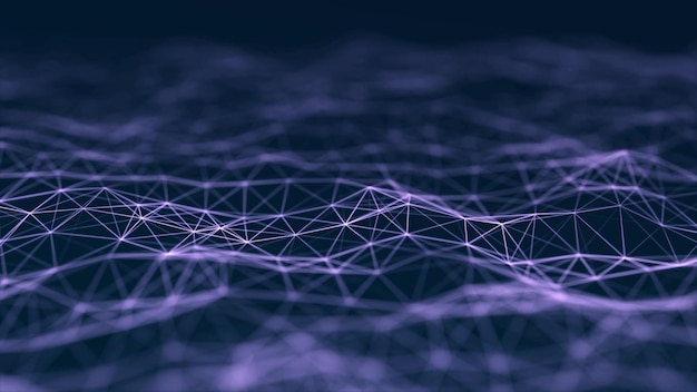 Ola dinámica digital de partículas Fondo de puntos futuristas abstractos Visualización de datos grandes Representación 3D