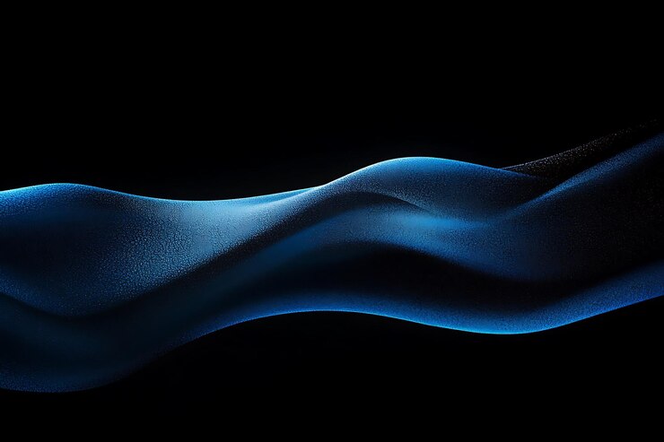Ola de fluido azul sobre un fondo negro